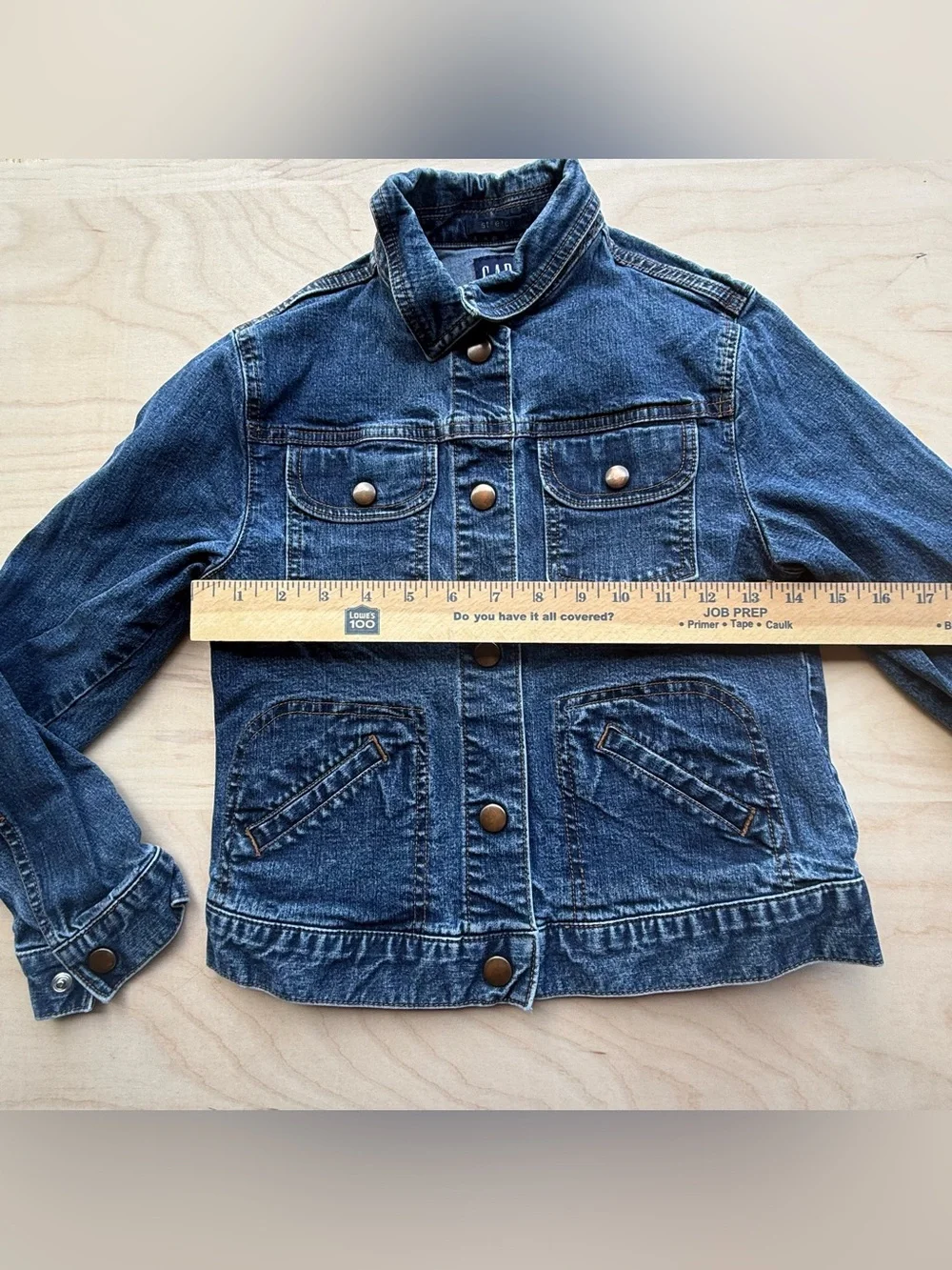 Gap Kids Dark Wash Cotton Denim Jean Button Down Long Sleeve Jacket size L (10)
